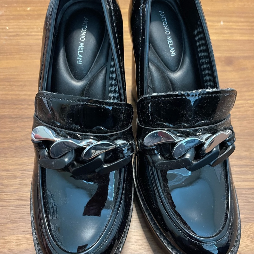 Antonio Melani Black Patent Leather Loafers
